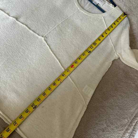 Brochu Walker Cashmere Sweater Sheer Cream Scoop Neck Exposed Hem Women's M - Picture 8 of 10